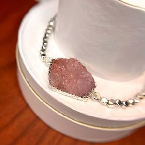 Bomb Party Dripping in Druzy Bracelet "Class Me a Classic" Genuine Blush Pink Qu